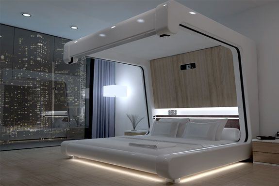 Спальня в стиле хай тек: технологичный футуризм
